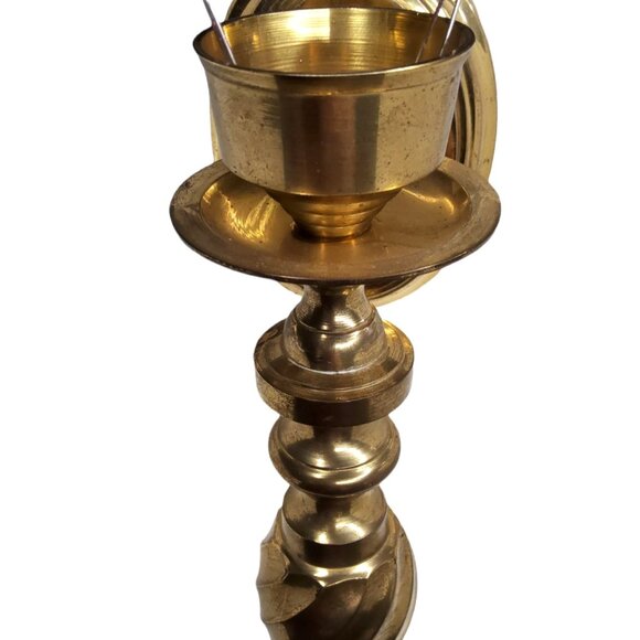 vintage 1980s solid brass stick wall mount candelabra without globe - Picture 3 of 3